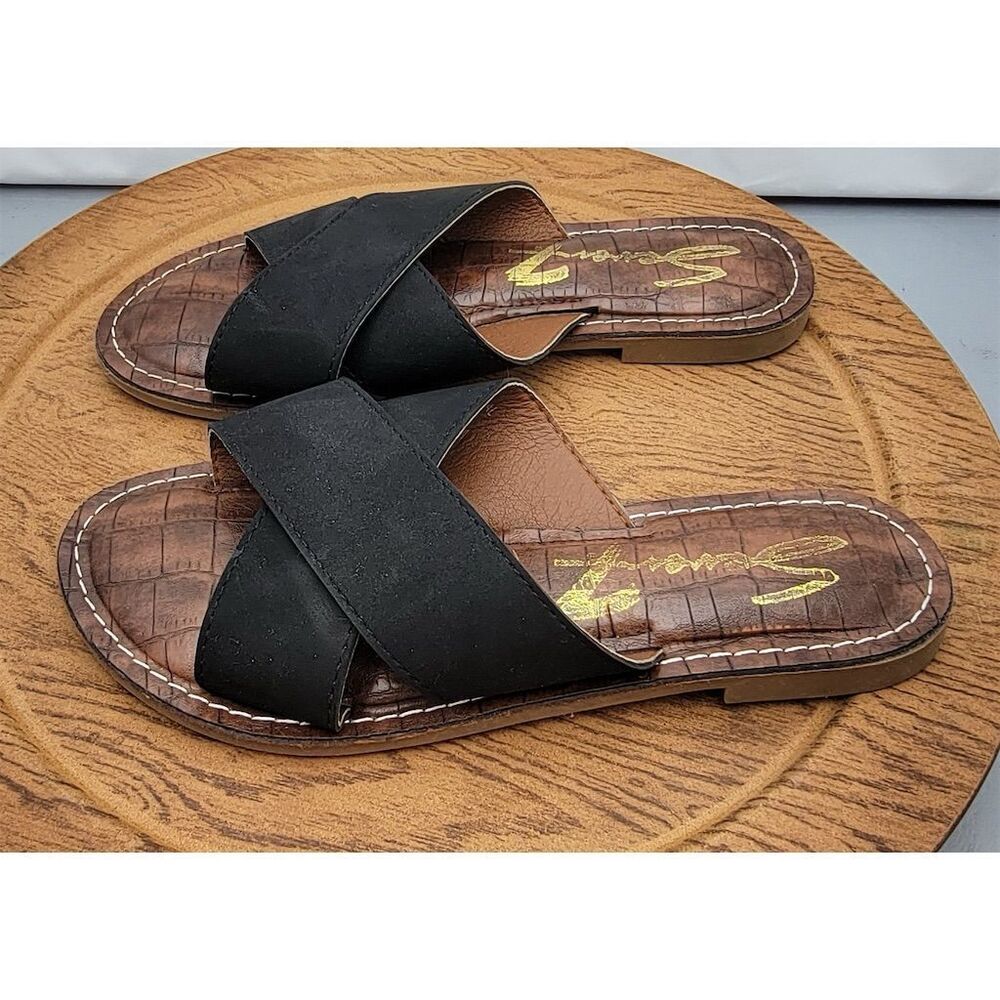 Seven7 Jesse Sandal Slides  Criss-Cross Strap Black Women's Size 7 - Picture 8 of 10